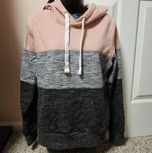Reflex Pink and Gray Colorblock Hoodie
